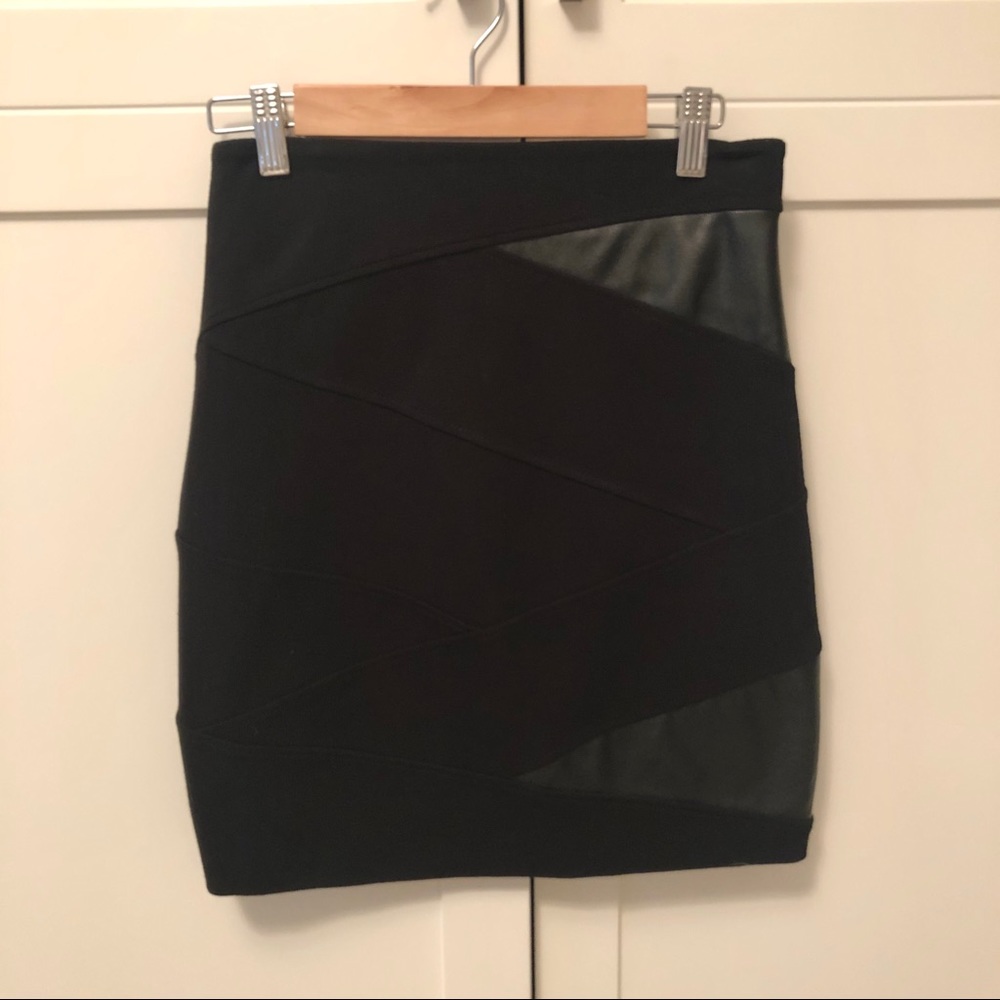 Talula Black Mini-Skirt with Leather Detail